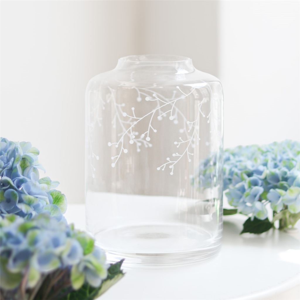 Vase en verre transparent au décor givré