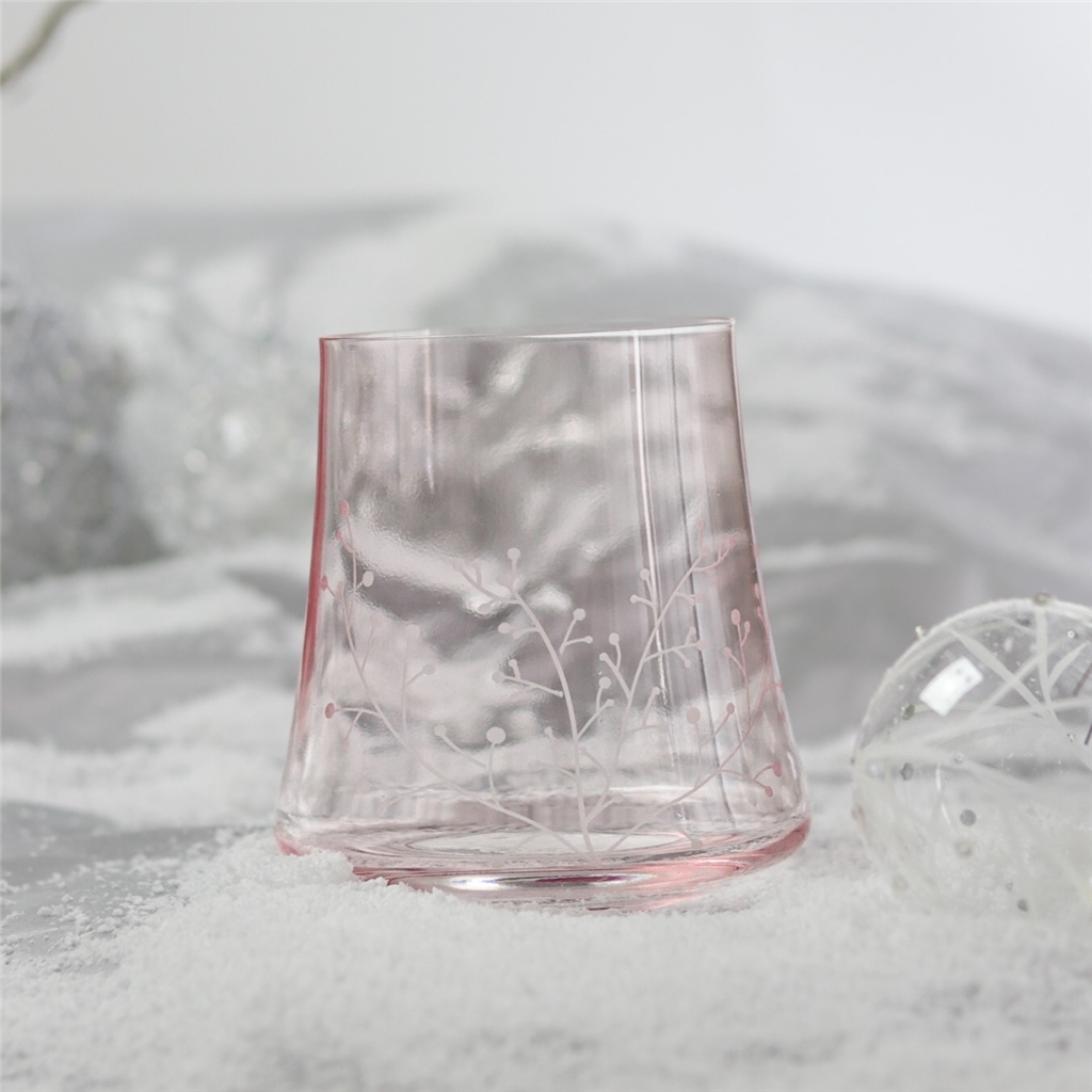 Set de verres roses au décor givré