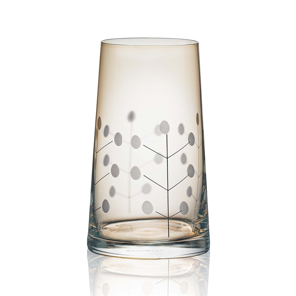 Vase doré à décor végétal