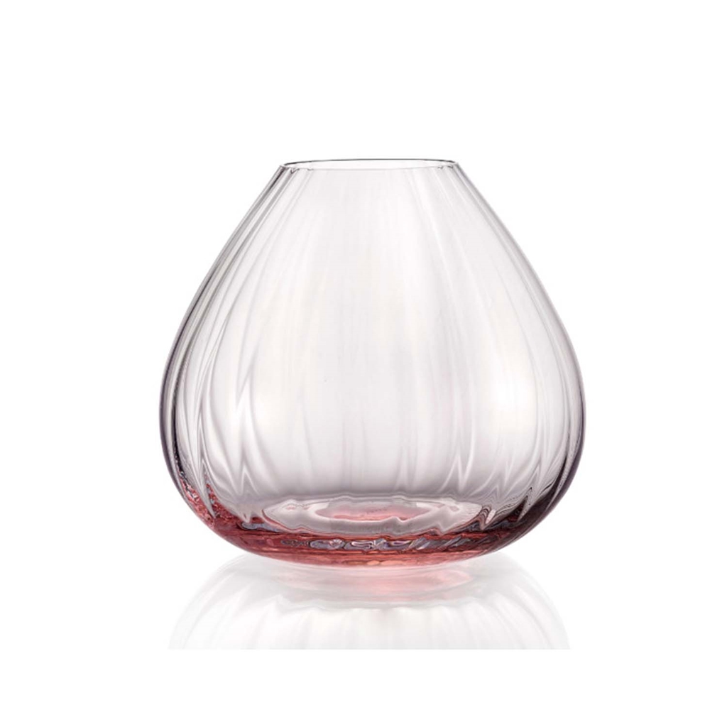Vase transparent avec accent rose large