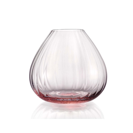 Vase transparent avec accent rose large