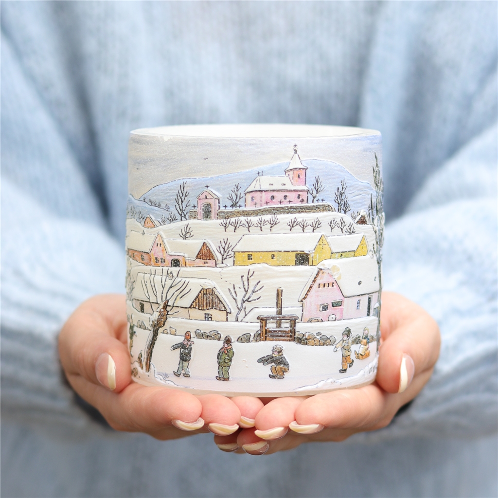 Lanterne avec illustration d'hiver