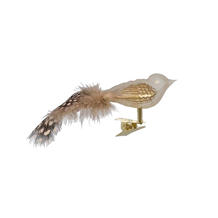Oiseau en verre crémeux à la mousse dorée