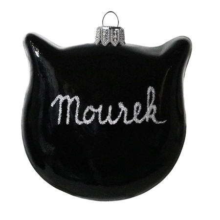Médaillon en verre chat noir avec prénom