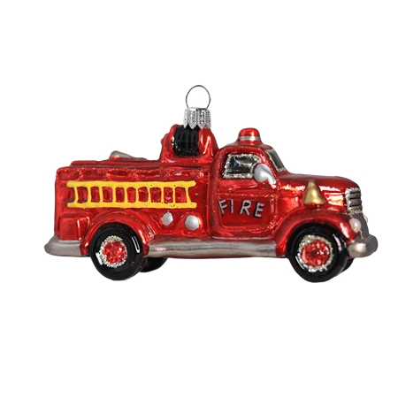 Ornement en verre camion de pompiers