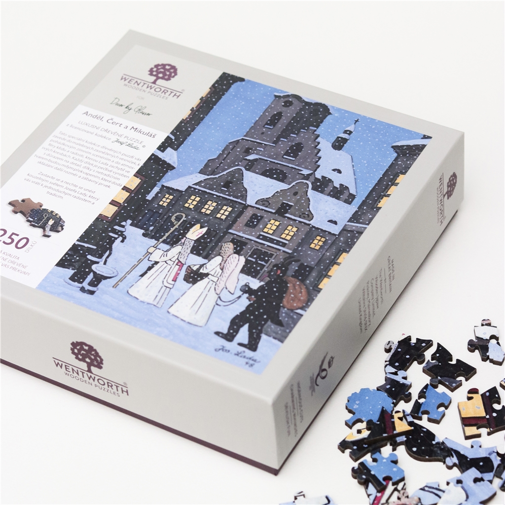 Puzzle en bois Josef Lada Ange, Diable et Père Noël