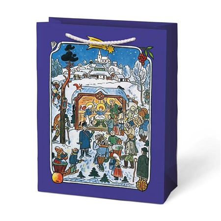 Sac cadeau Josef Lada bleu foncé grand
