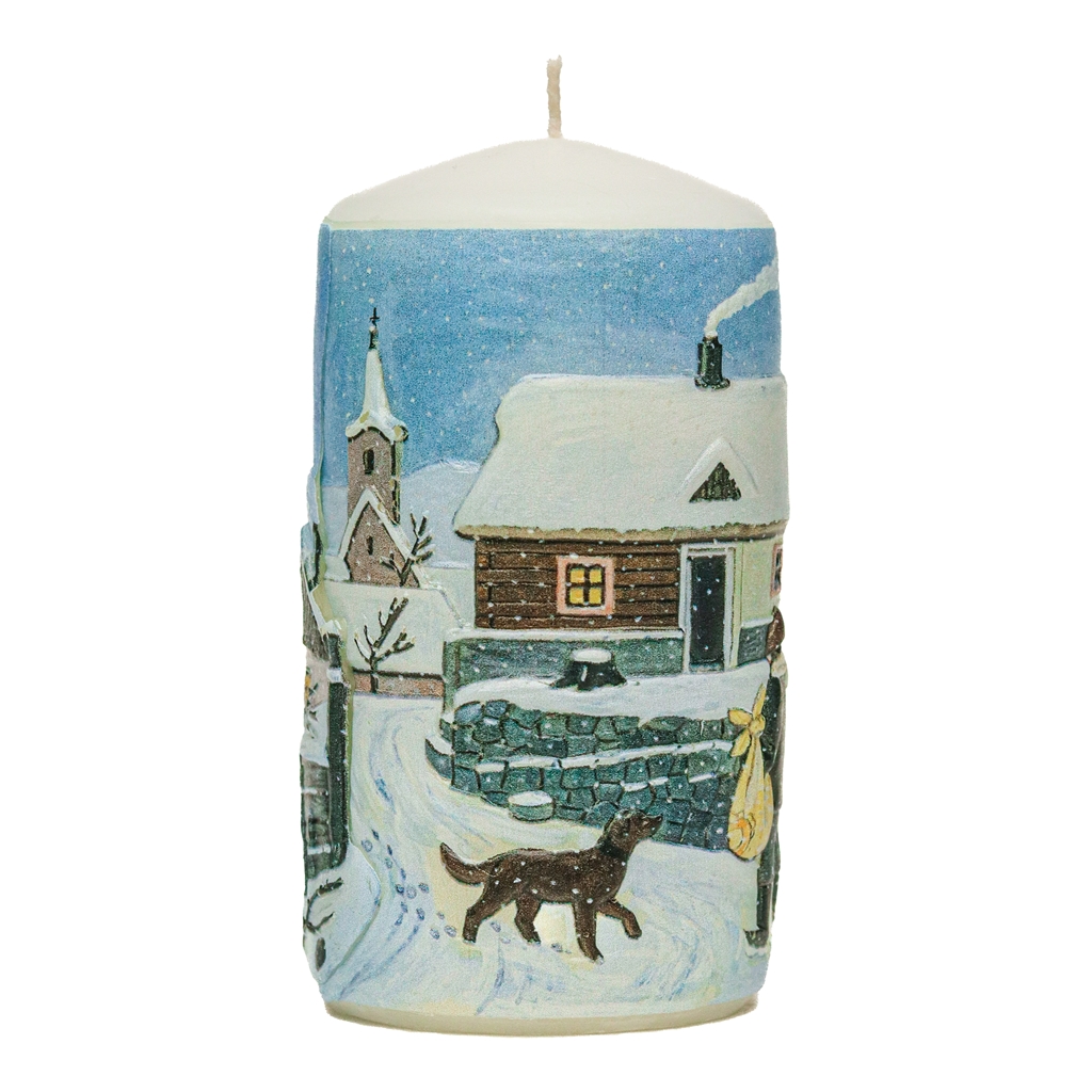 Bougie avec illustration « Hiver »