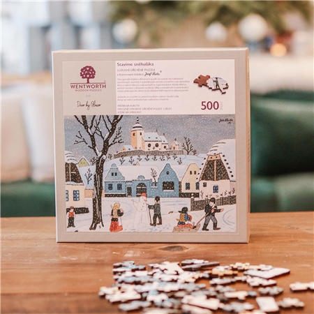 Puzzle en bois Josef Lada Nous construisons un bonhomme de neige