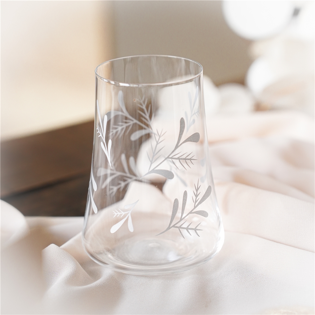 Set de verres transparents à décor de feuilles