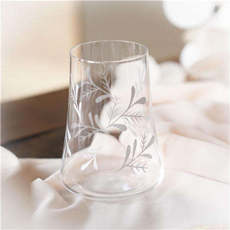 Set de verres transparents à décor de feuilles