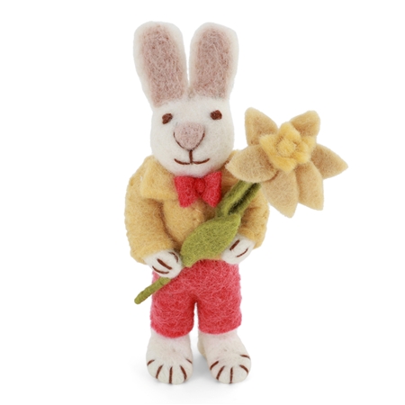 Lapin en feutre avec jonquille 