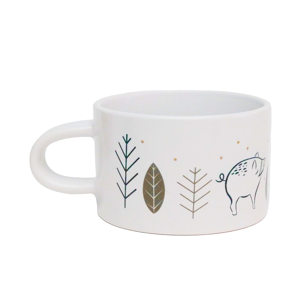 Mug blanc avec décoration d'histoire dorée