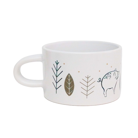 Mug blanc avec décoration d'histoire dorée