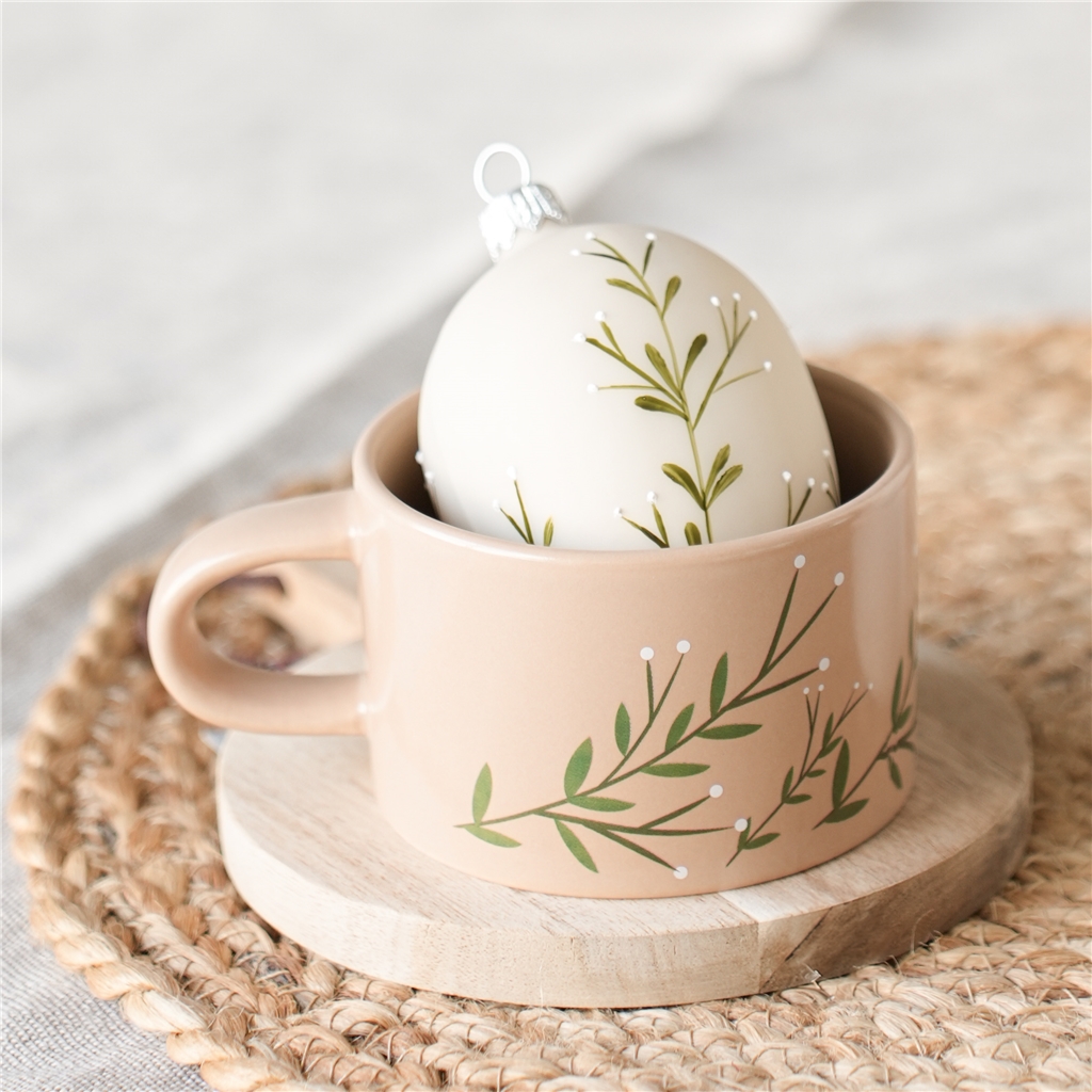 Mug beige avec décoration myrte
