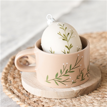 Mug beige avec décoration myrte