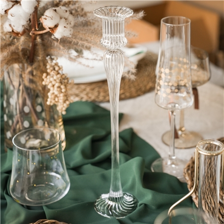 Bougeoir de luxe en verre avec indentations
