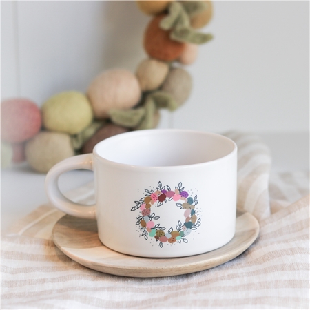Mug blanc avec couronne de Pâques
