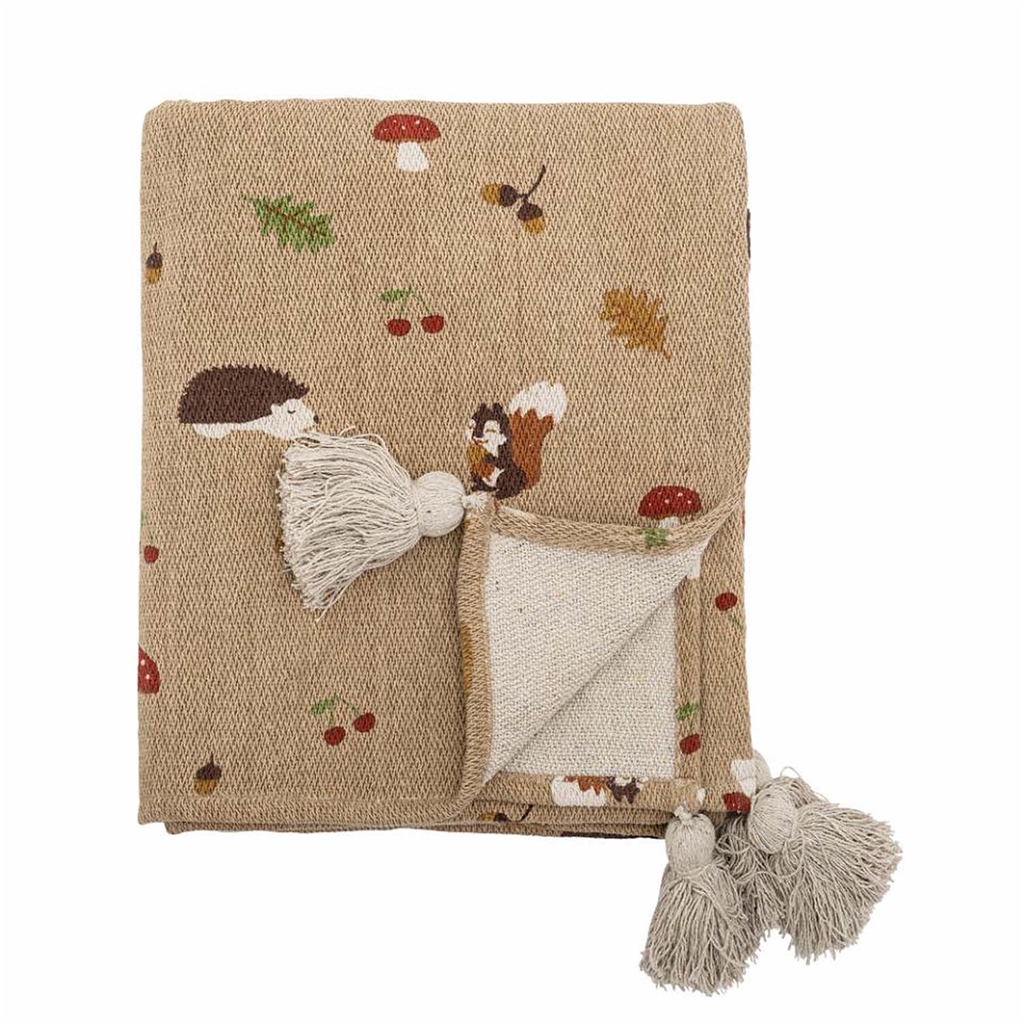Couvre-lit en coton recyclé avec motif forestier