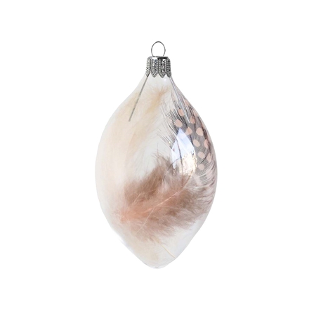 Kraslice avec plume beige et mouchetée
