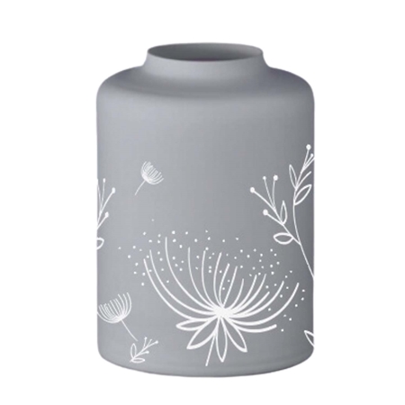Vase gris avec décoration florale