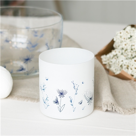 Bougeoir en verre avec décoration florale
