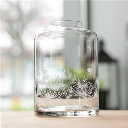 Vase transparent avec décoration florale