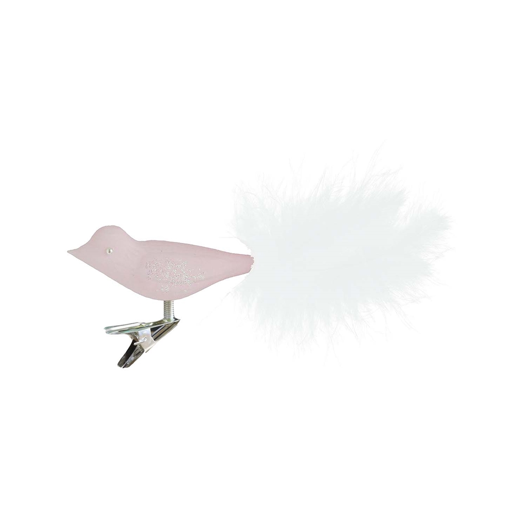 Oiseau en verre rose pastel