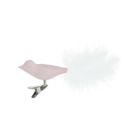 Oiseau en verre rose pastel