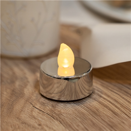 Lampe à thé LED argentée