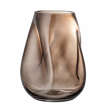Vase en verre marron à effet gaufré