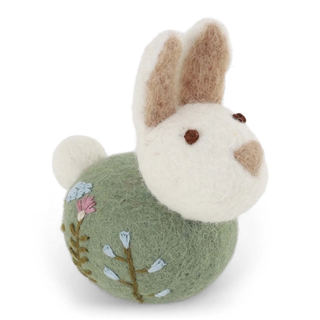Lapin en feutre avec broderie verte