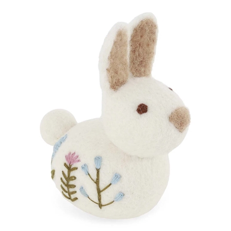Lapin en feutre avec broderie blanche