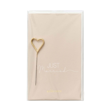 Carte de vœux avec cierge en forme de cœur - Just married