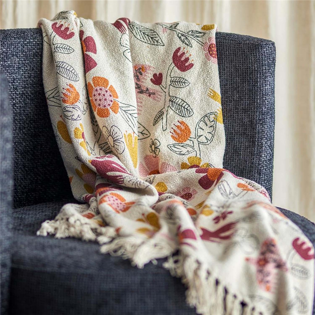 Couvre-lit en coton recyclé avec tulipes