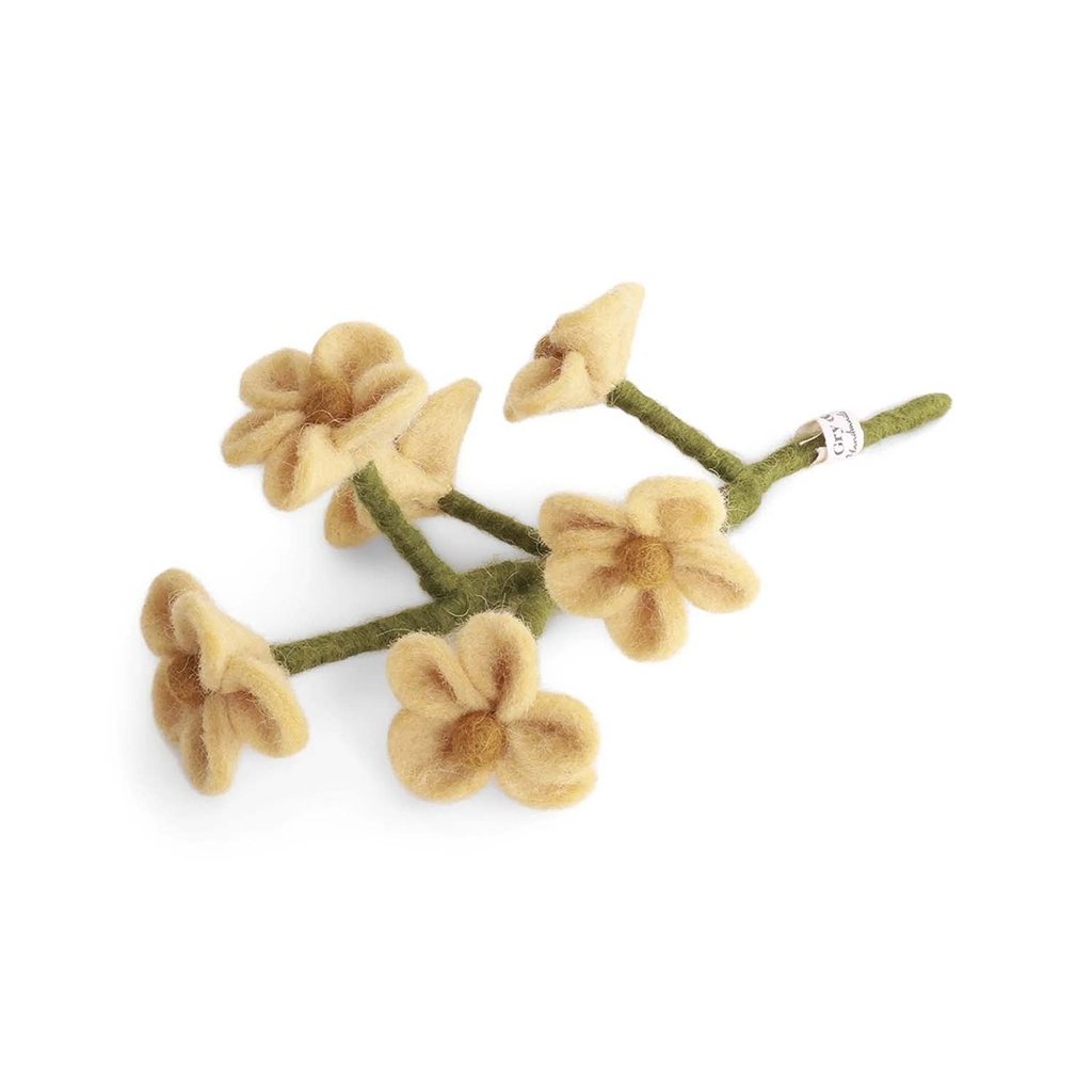 Fleur de feutre myosotis jaune clair
