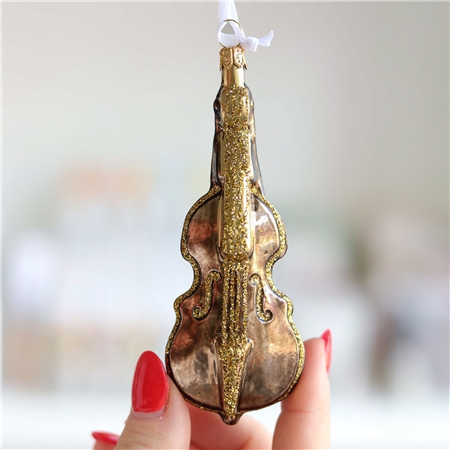 Contrebasse marron avec décoration en verre