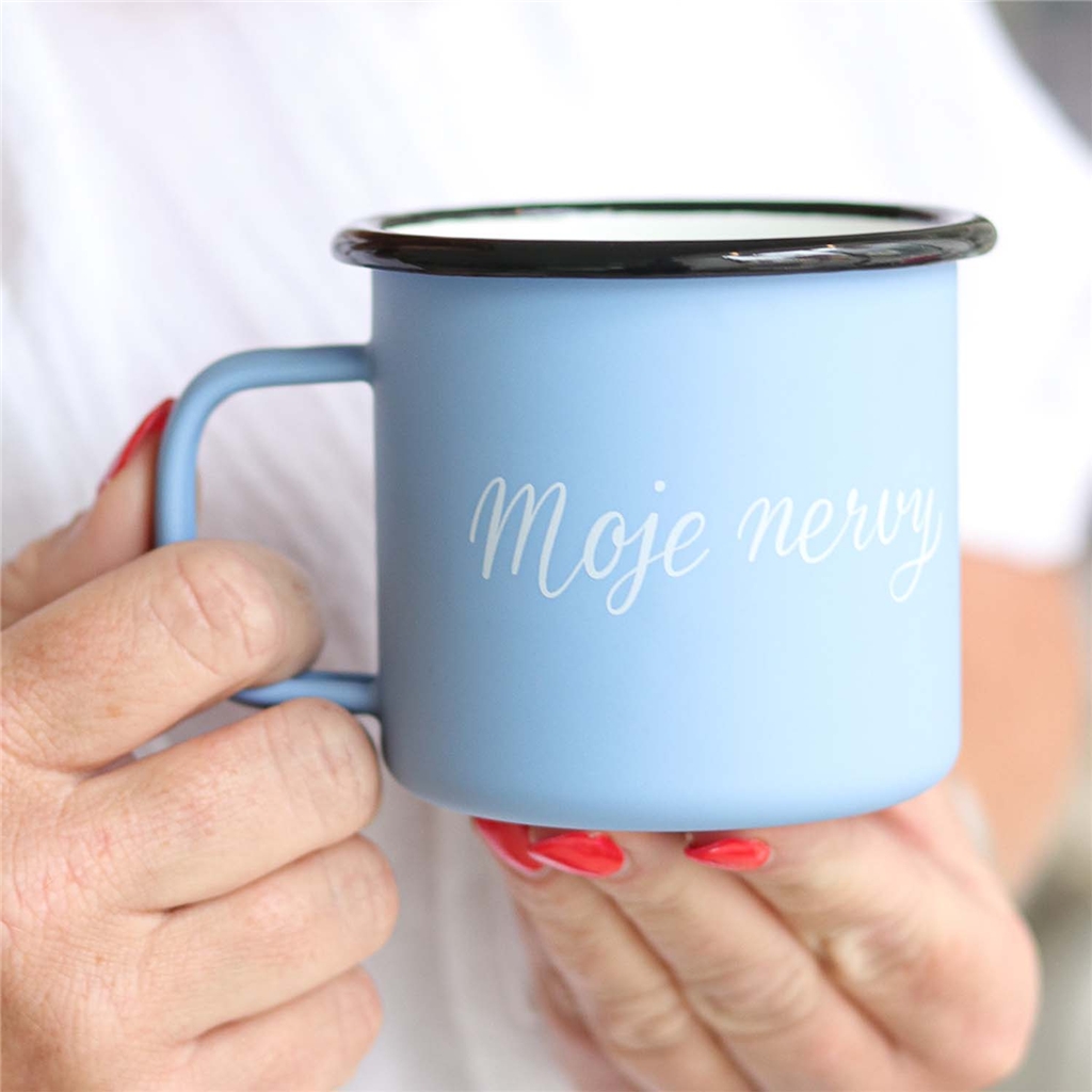 Mes nerfs dans une tasse en métal - tasse en métal bleue 300 ml