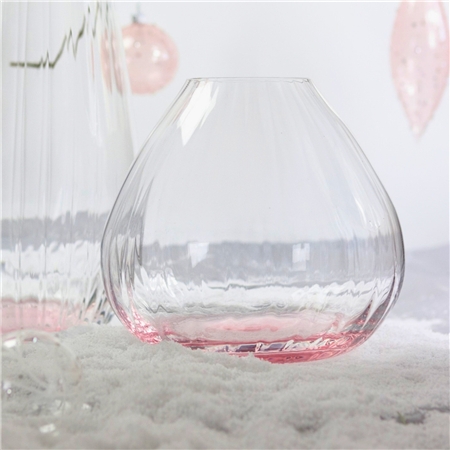Vase transparent avec accent rose large