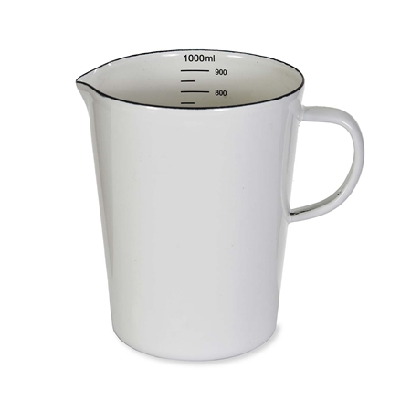 Tasse à mesurer émaillée blanche, 1 l