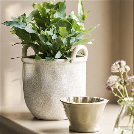 Pot de fleurs rond Ravello à la glaçure craquelée, 19 cm